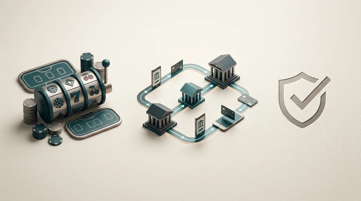 Illustration combining casino game, Australian banking and trust-check themes